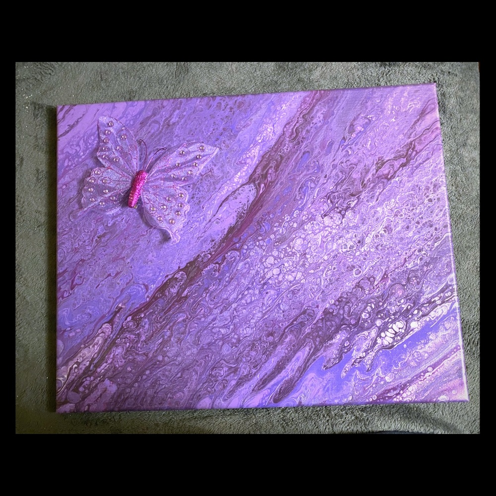 Butterfly 🦋 acrylic pour painting 16x20